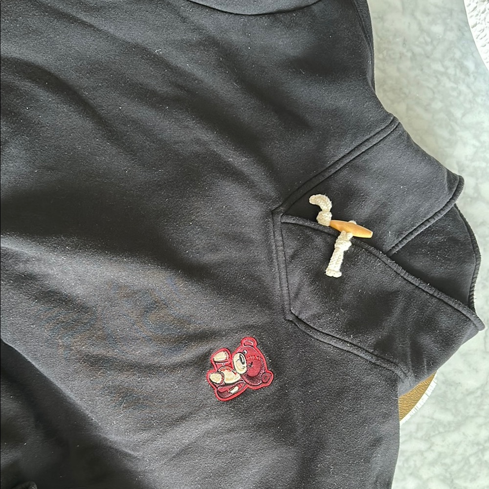Black Hoodie with Bear Patch